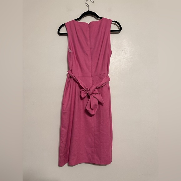 J. Crew Double Breasted Linen Belted Sheath Dress Barbie Pink size 6 - Picture 5 of 8